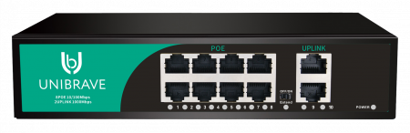 UB-SW-8F2G-120 Base Неуправляемый коммутатор Unibrave с поддержкой PoE на 8 портов и 2 Uplink 1000 Мбит/с
