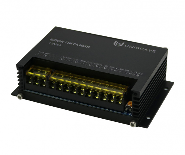 UB-БП-12V6А-5CH Блок питания Unibrave UB-БП-12V6А-5CH, металл