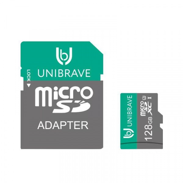 UB-SD128G-A Карта памяти для видеонаблюдения 128GB MicroSD Unibrave Class 10 U3 + SD адаптер