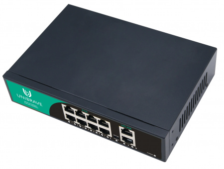 UB-SW-8F2G-120 Base Неуправляемый коммутатор Unibrave с поддержкой PoE на 8 портов и 2 Uplink 1000 Мбит/с