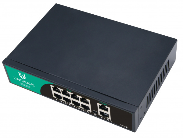 UB-SW-8F2G-120 Base Неуправляемый коммутатор Unibrave с поддержкой PoE на 8 портов и 2 Uplink 1000 Мбит/с UB-SW-8F2G-120 Base Неуправляемый коммутатор Unibrave с поддержкой PoE на 8 портов и 2 Uplink 1000 Мбит/с