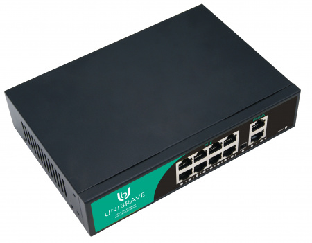 UB-SW-8F2G-120 Base Неуправляемый коммутатор Unibrave с поддержкой PoE на 8 портов и 2 Uplink 1000 Мбит/с