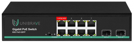 UB-SW-8G2SFP-150 Pro Гигабитный неуправляемый коммутатор Unibrave с поддержкой PoE на 8 портов, 2SFP-портами (150 Вт)