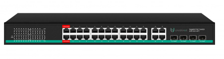 UB-SW-24G4G4SFP-400 Pro Гигабитный неуправляемый коммутатор Unibrave с поддержкой PoE на 24 порта, 4Uplink, 4SFP-портами