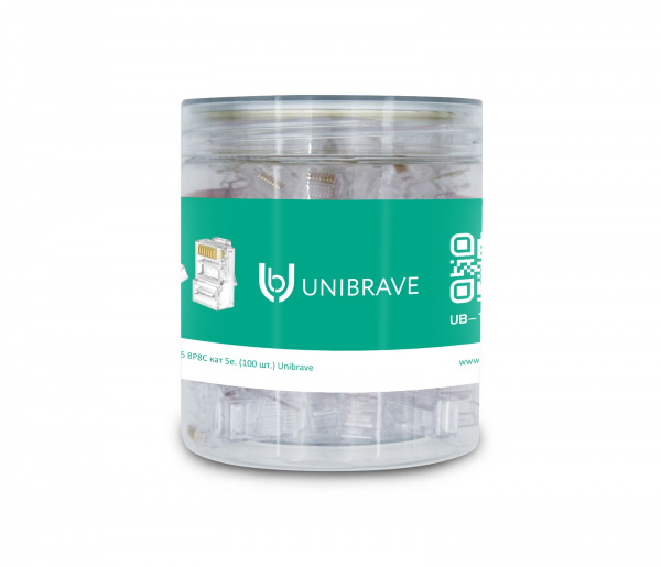 Джек RJ-45 8P8C кат 5е. (100 шт.) Unibrave