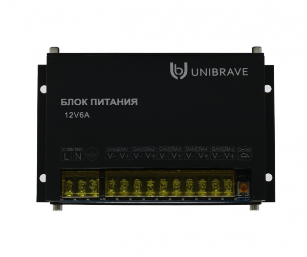 UB-БП-12V6А-5CH Блок питания Unibrave UB-БП-12V6А-5CH, металл