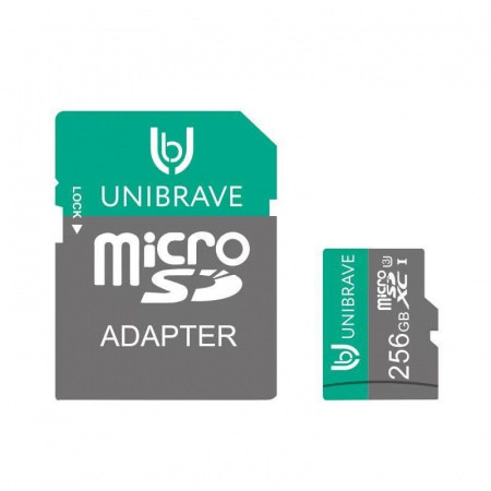 UB-SD256G-A Карта памяти для видеонаблюдения 256GB MicroSD Unibrave Class 10 U3 + SD адаптер