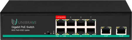UB-SW-8G2G-150 Pro Гигабитный неуправляемый коммутатор Unibrave с поддержкой PoE на 8 портов
