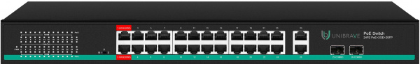 UB-SW-24F2G2SFP-400 Pro Неуправляемый коммутатор Unibrave с поддержкой PoE на 24 порта UB-SW-24F2G2SFP-400 Pro Неуправляемый коммутатор Unibrave с поддержкой PoE на 24 порта