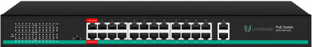 UB-SW-24F2G-300 Pro Неуправляемый коммутатор Unibrave с поддержкой PoE на 24 порта