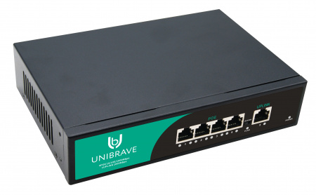 UB-SW-4G1G-65 Base Гигабитный неуправляемый коммутатор Unibrave с 4 PoE-портами 1000 Мбит/с и 1 Uplink 1000 Мбит/с