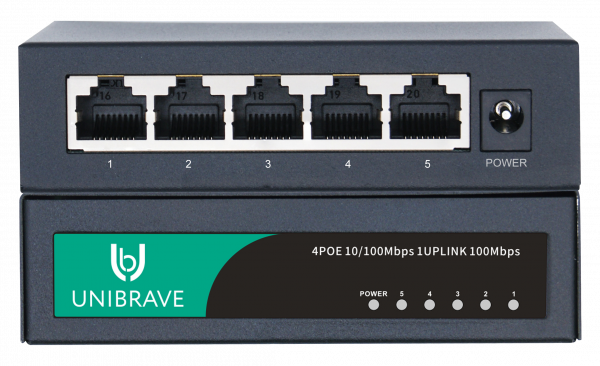 UB-SW-4F1F-48 out Base Неуправляемый коммутатор Unibrave с поддержкой PoE на 4 порта с внешним адаптером питания UB-SW-4F1F-48 out Base Неуправляемый коммутатор Unibrave с поддержкой PoE на 4 порта с внешним адаптером питания
